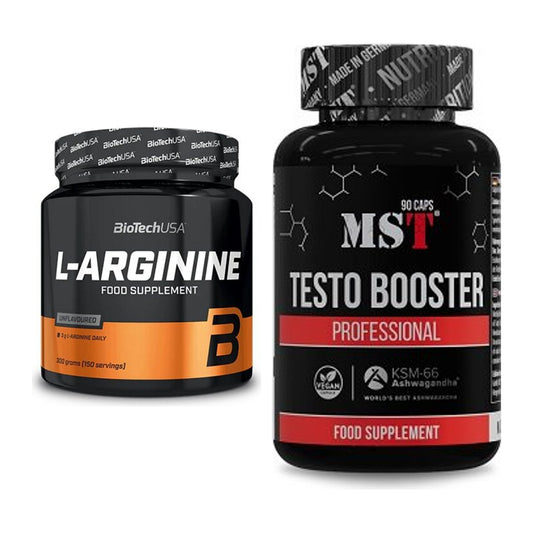 Pump-Set: BioTech L-Arginin + MST Testo Booster Professional – alle enthaltenen Artikel