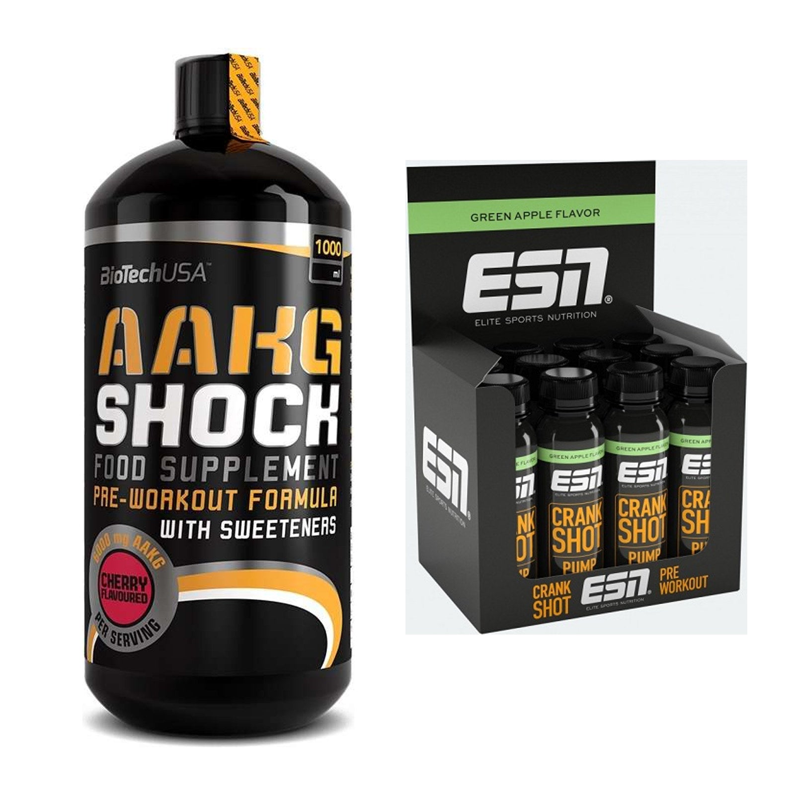 Pump-Set: BioTech AAKG Shock Extreme + ESN Crank Pump Shot – alle enthaltenen Artikel