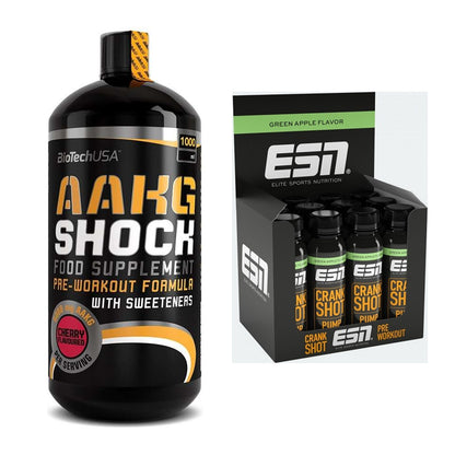 Pump-Set: BioTech AAKG Shock Extreme + ESN Crank Pump Shot – alle enthaltenen Artikel
