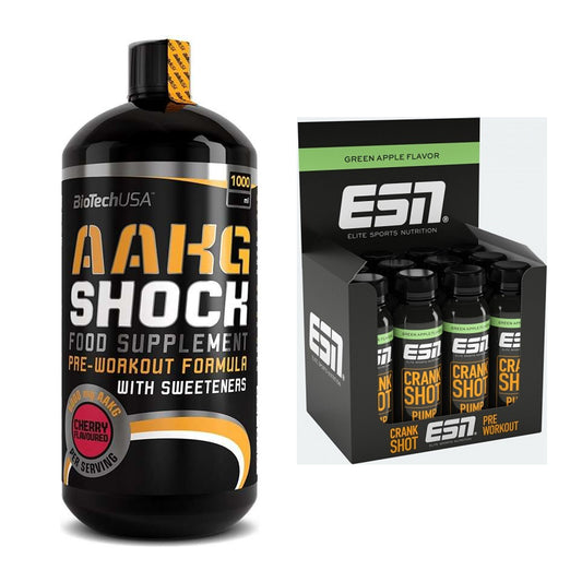 Pump-Set: BioTech AAKG Shock Extreme + ESN Crank Pump Shot – alle enthaltenen Artikel