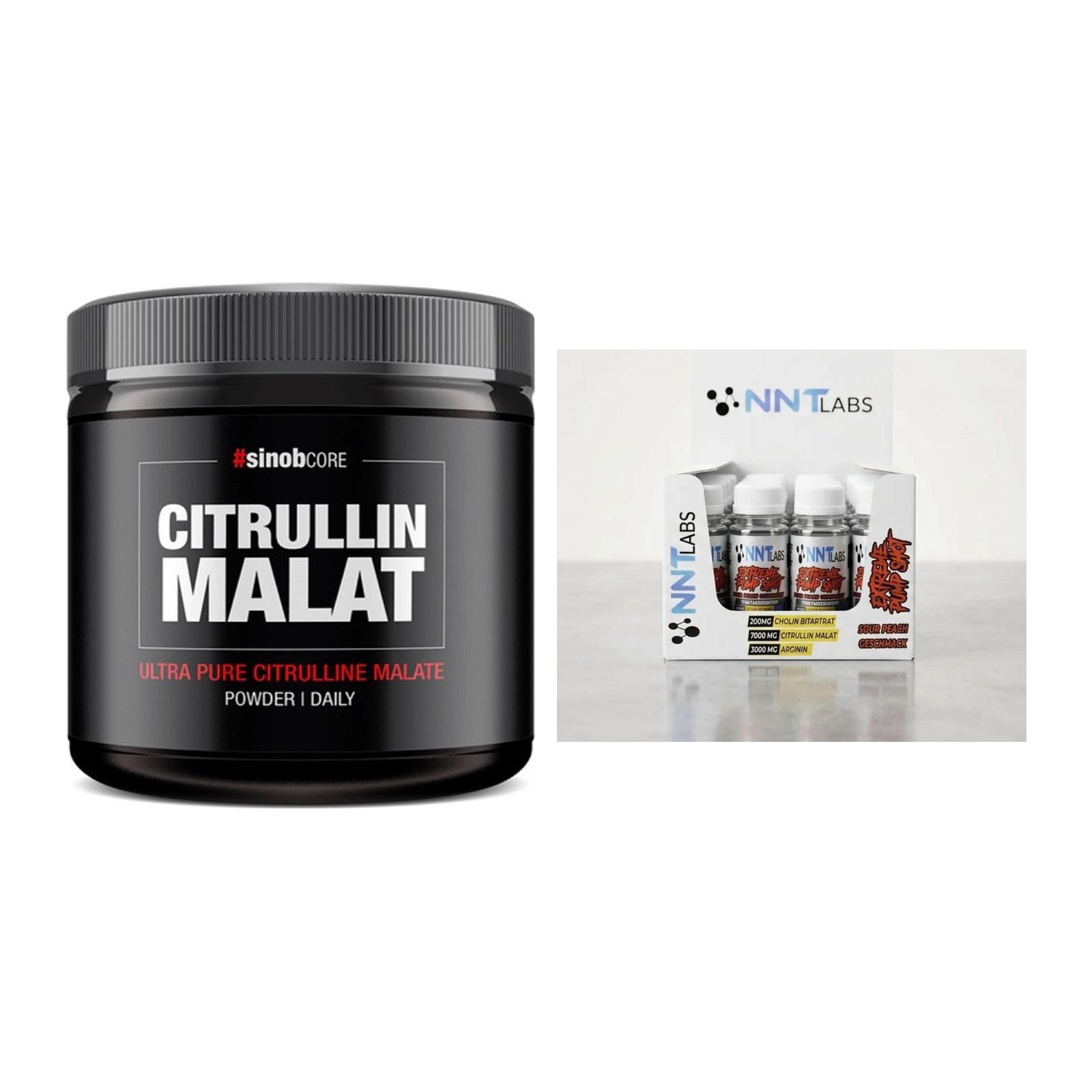 Pump-Set: Sinob Core L-Citrullin Malat + NNT Extreme Pump Shot – alle enthaltenen Artikel