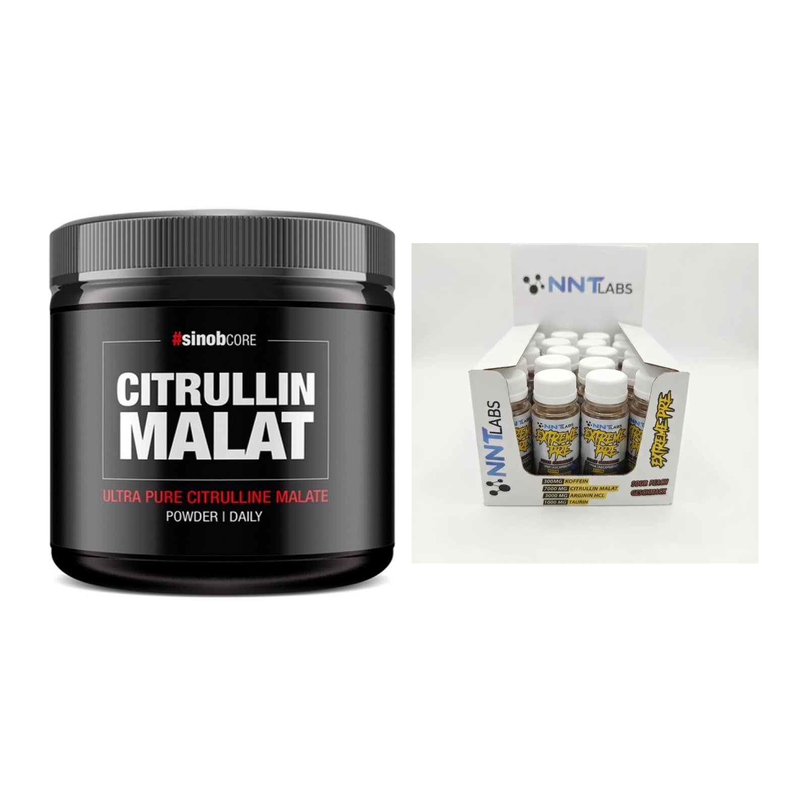 Pump-Set: Sinob Core L-Citrullin Malat + NNT Extreme Pre-Workout Shot – alle enthaltenen Artikel