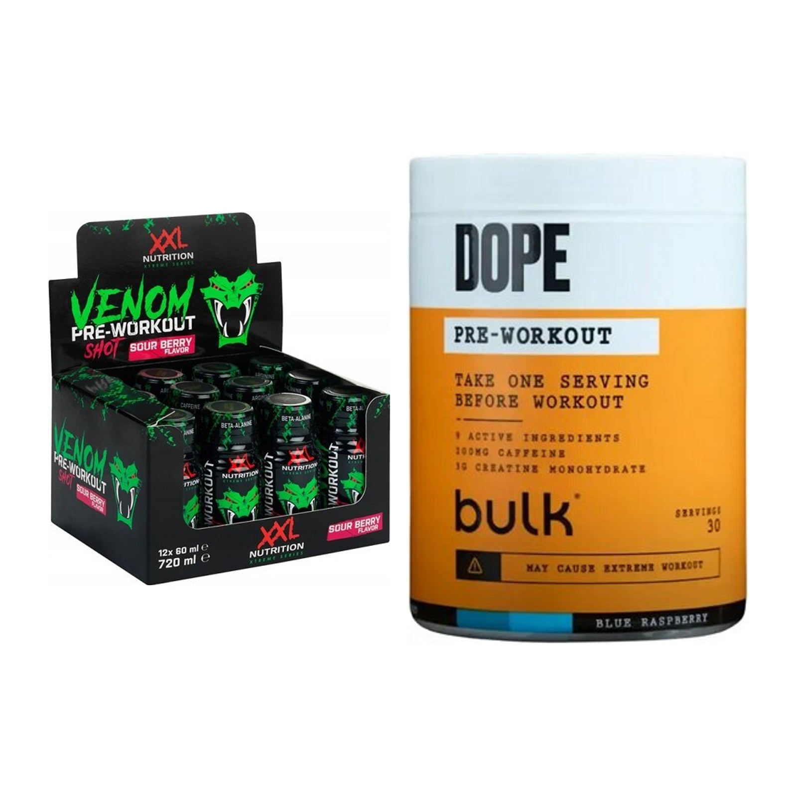 Booster-Trainingsvorrat: XXL Nutrition Venom – 60 Tage, 78 Portionen – alle enthaltenen Artikel