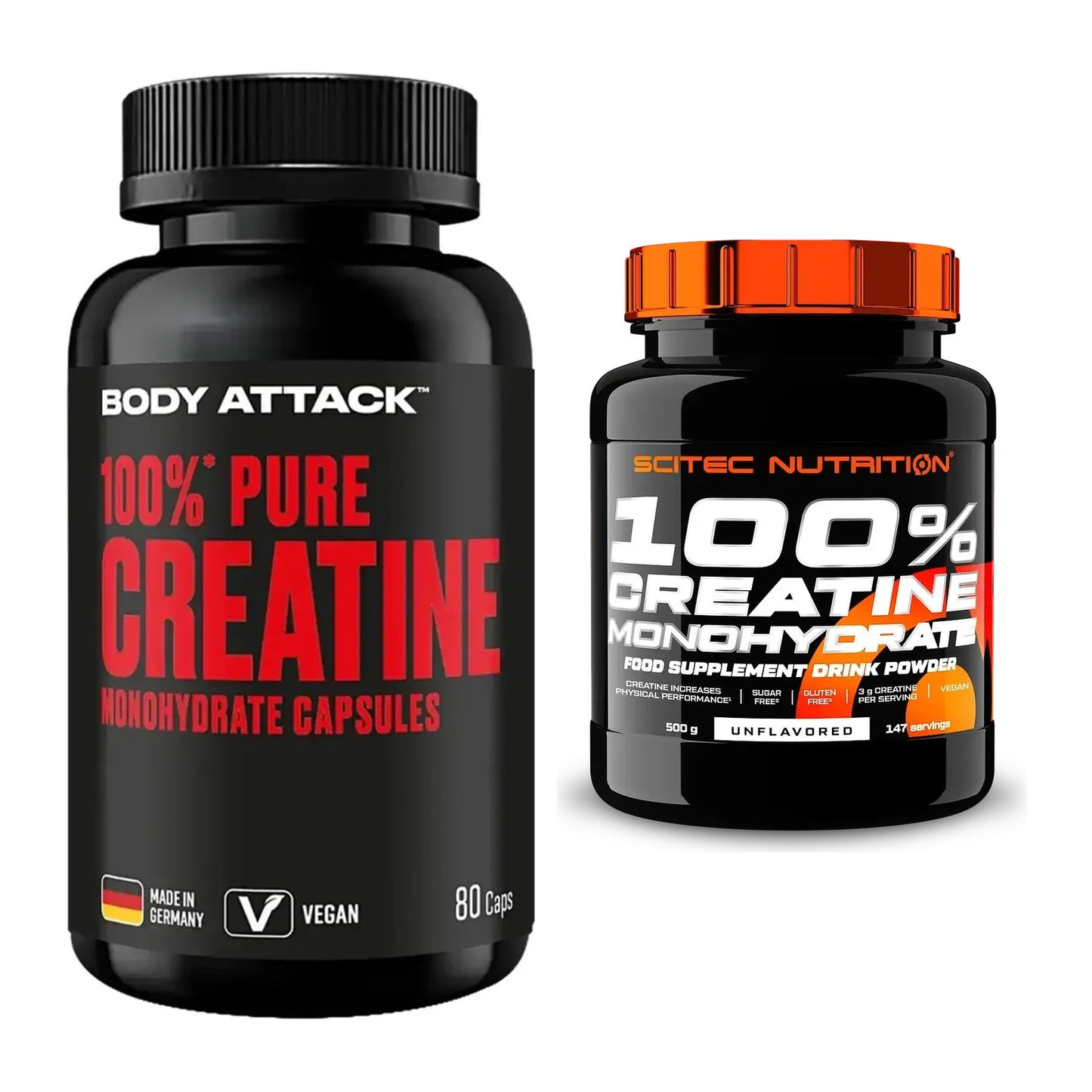 Creatin-Jahresvorrat: Body Attack 100% Pure – 365 Tage, 420 Kapseln – alle enthaltenen Artikel
