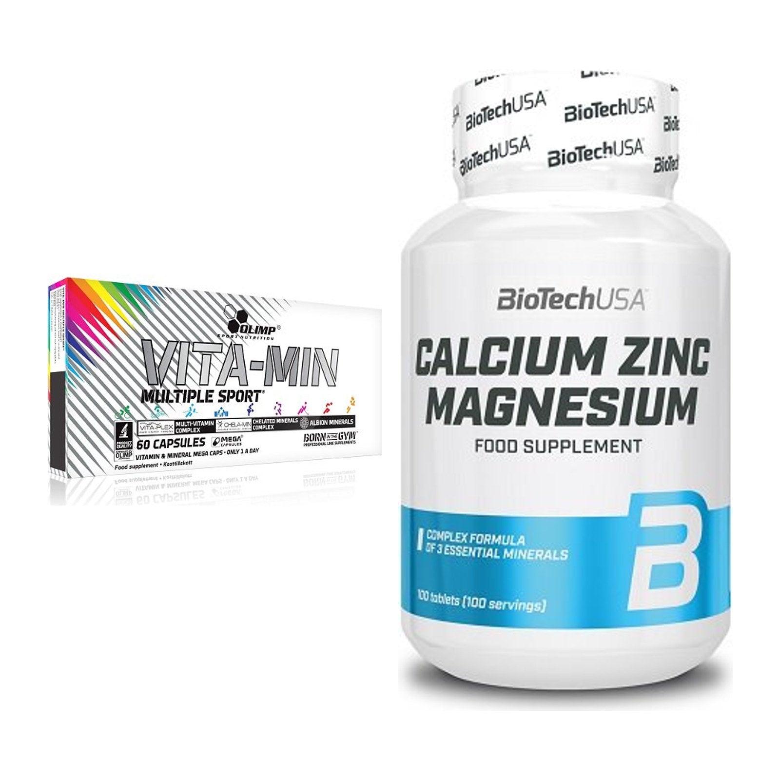 Kapsel-Halbjahresvorrat: 2× Olimp Vita-Min + BioTech Calcium Zinc – alle enthaltenen Artikel