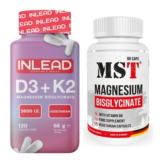 Magnesium-Jahresvorrat: INLEAD Vitamin D3 + K2 – 365 Tage, 450 Kapseln – alle enthaltenen Artikel