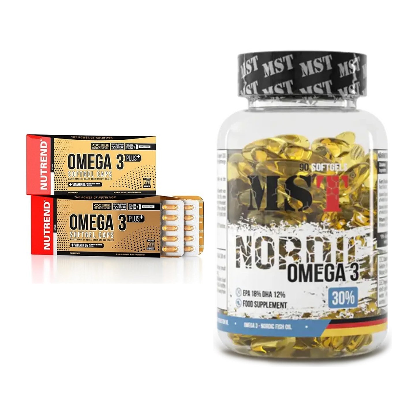 Omega-3-Jahresvorrat: Nutrend Omega 3 Plus 120 – 365 Tage, 450 Kapseln – alle enthaltenen Artikel