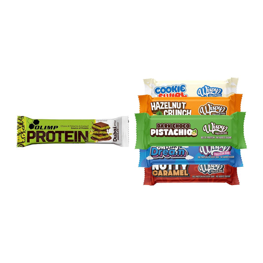 Riegel-Monatsration: Olimp Protein Bar Dubai – 30 Tage, 35 Riegel – alle enthaltenen Artikel