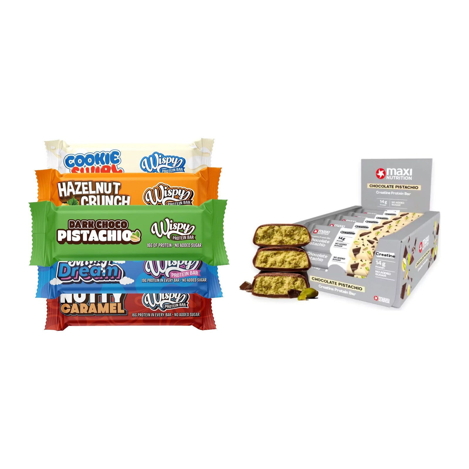 Riegel-Monatsration: Wispy Protein Bar – 30 Tage, 36 Riegel – alle enthaltenen Artikel