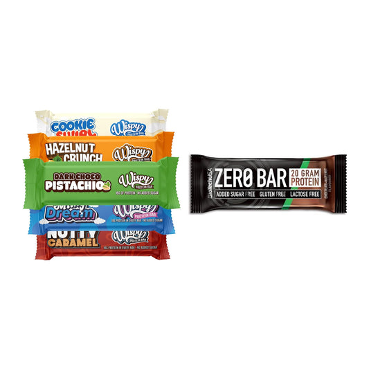 Riegel-Monatsration XXL: Wispy Protein Bar – 30 Tage, 70 Riegel – alle enthaltenen Artikel