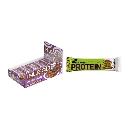 Riegel-Monatsration XXL: INLEAD Wafer Bar – 30 Tage, 70 Riegel – alle enthaltenen Artikel