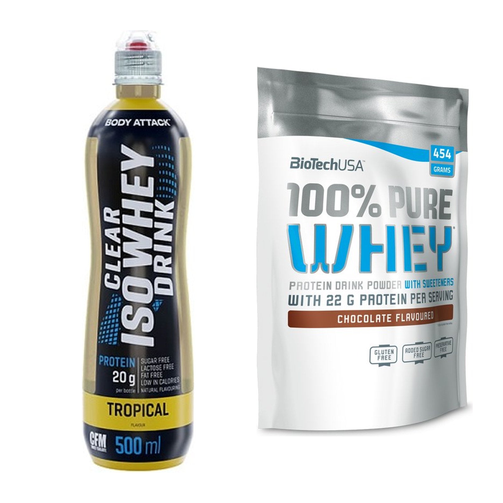 Protein-Monatsvorrat: Body Attack Clear Iso – 30 Tage, 40 Portionen – alle enthaltenen Artikel