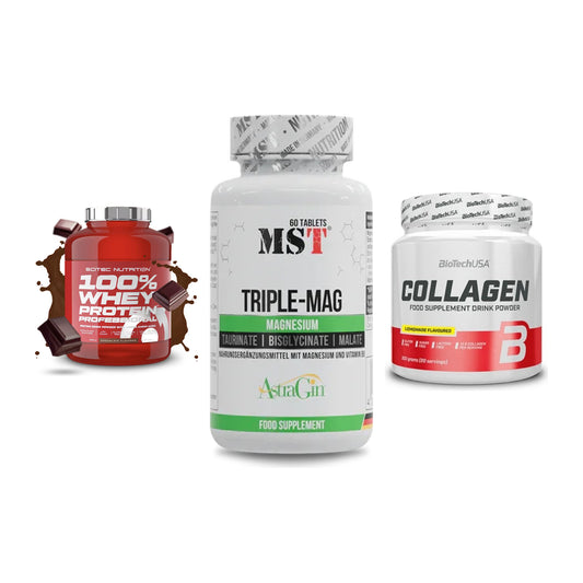 Regenerations-Set: Scitec 100% + MST Tripple Mag + BioTech Collage – alle enthaltenen Artikel