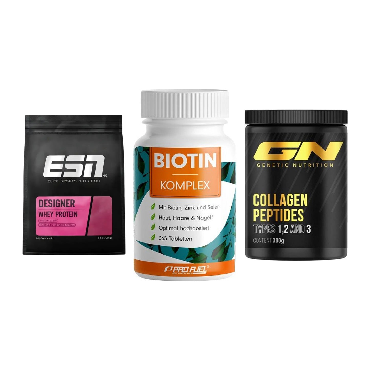 Regenerations-Set: ESN Designer + ProFuel BIOTIN + GN Peptan – alle enthaltenen Artikel