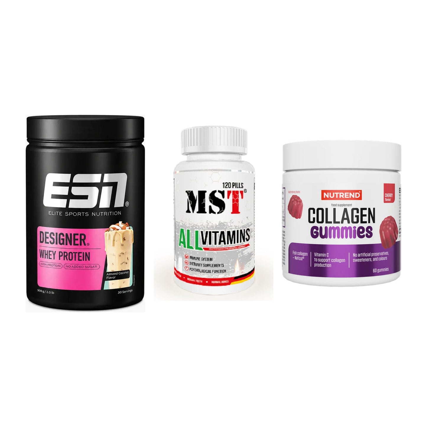 Regenerations-Set: ESN Designer + MST All Vitamin + Nutrend Collage – alle enthaltenen Artikel