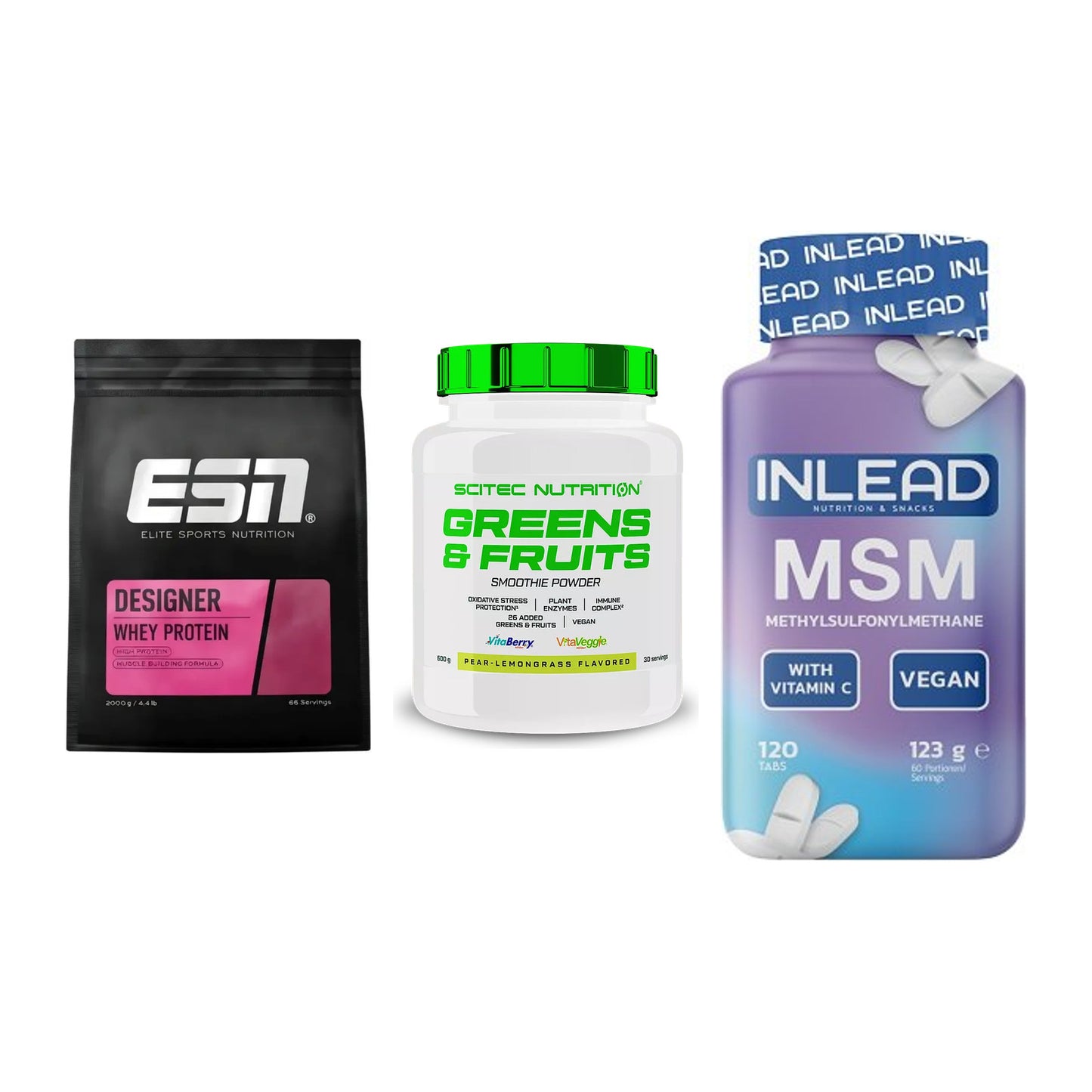Regenerations-Set: ESN Designer + Scitec Greens + INLEAD MSM – alle enthaltenen Artikel