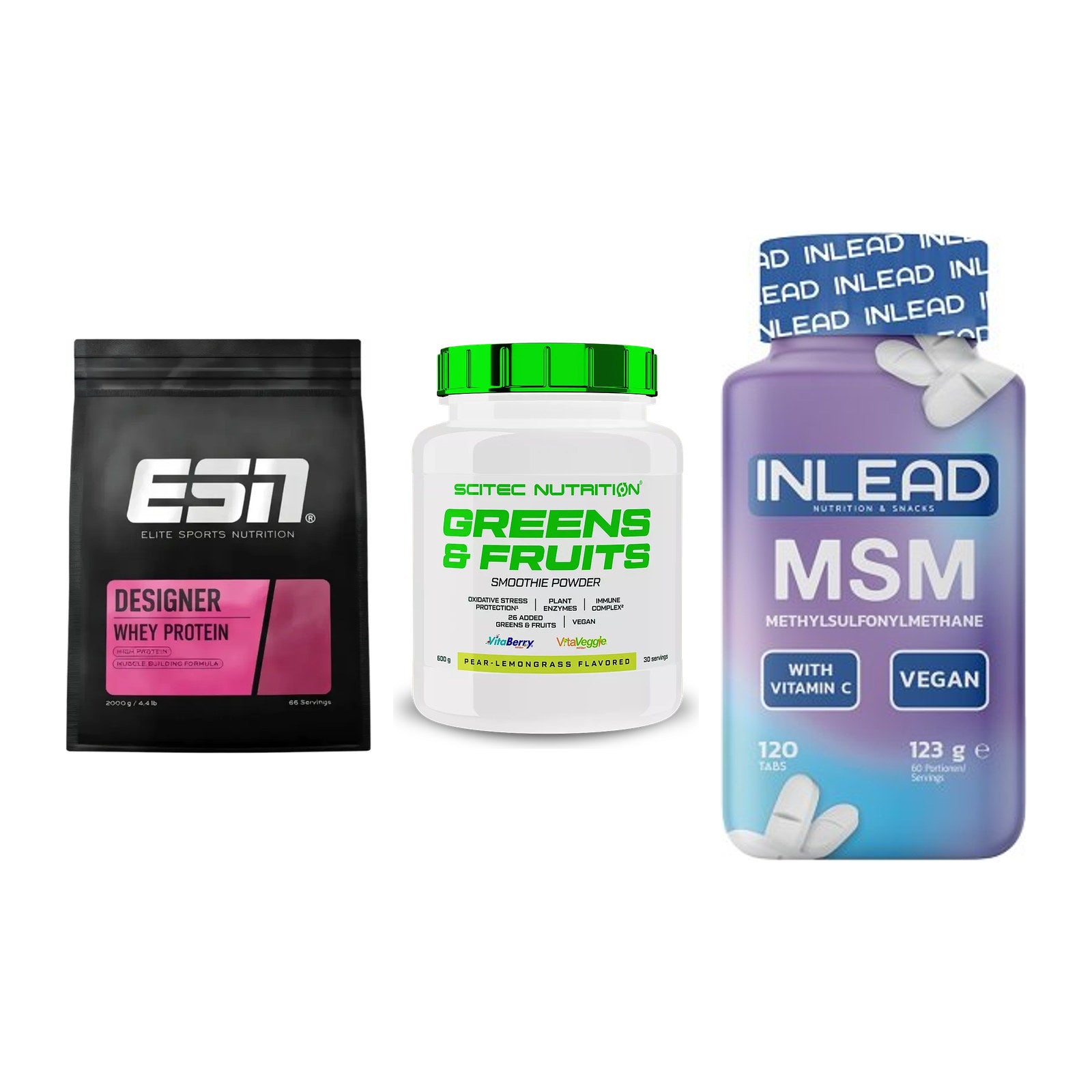 Regenerations-Set: ESN Designer + Scitec Greens + INLEAD MSM – alle enthaltenen Artikel