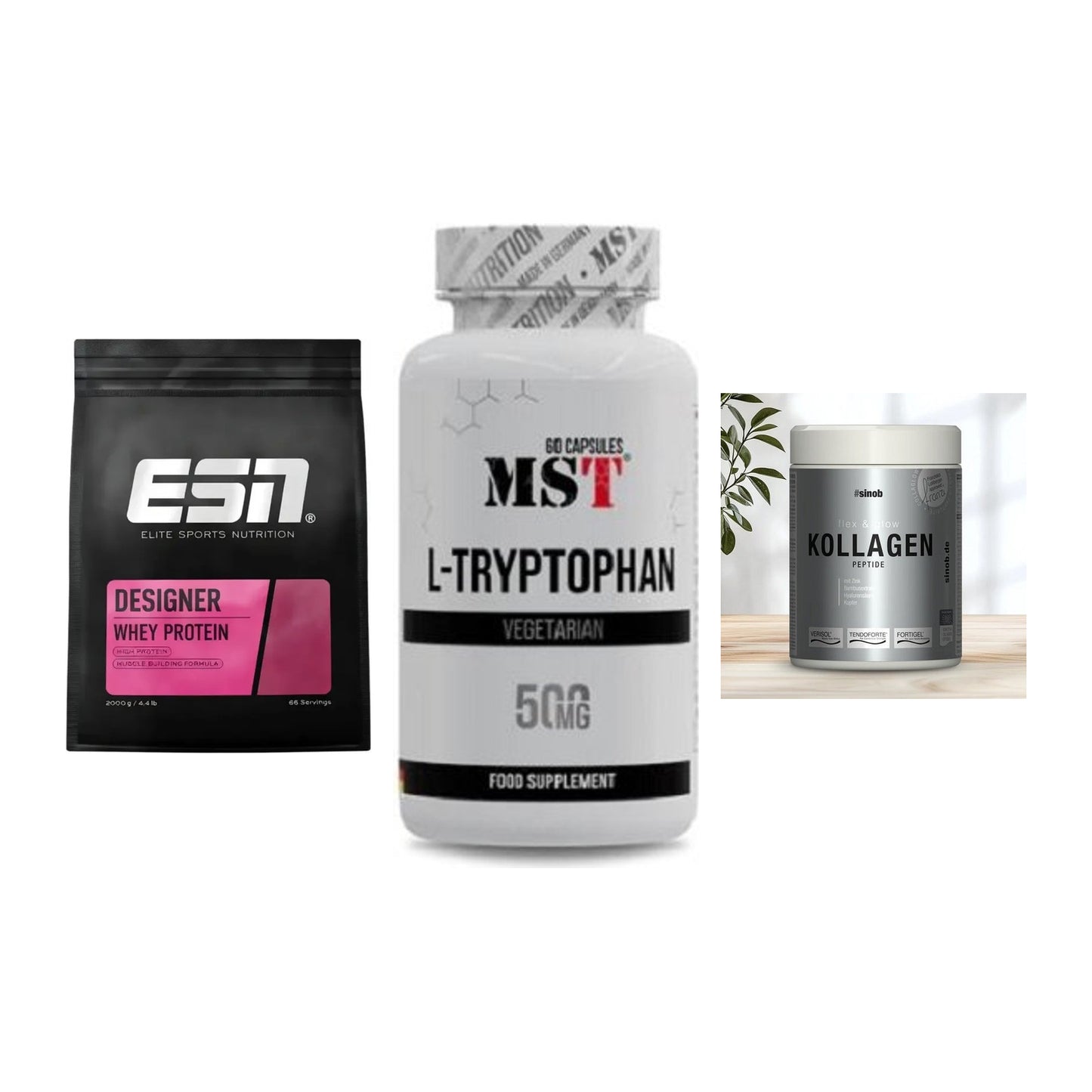 Regenerations-Set: ESN Designer + MST Tryptophan + Sinob Kollagen – alle enthaltenen Artikel