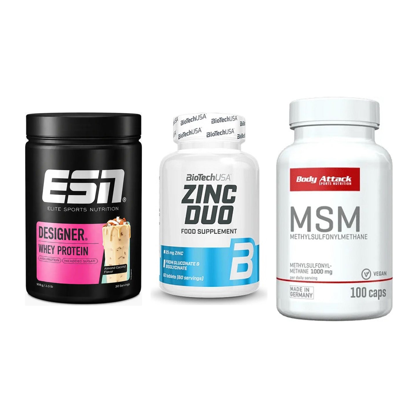 Regenerations-Set: ESN Designer + BioTech Zinc + Body Attack MSM – alle enthaltenen Artikel