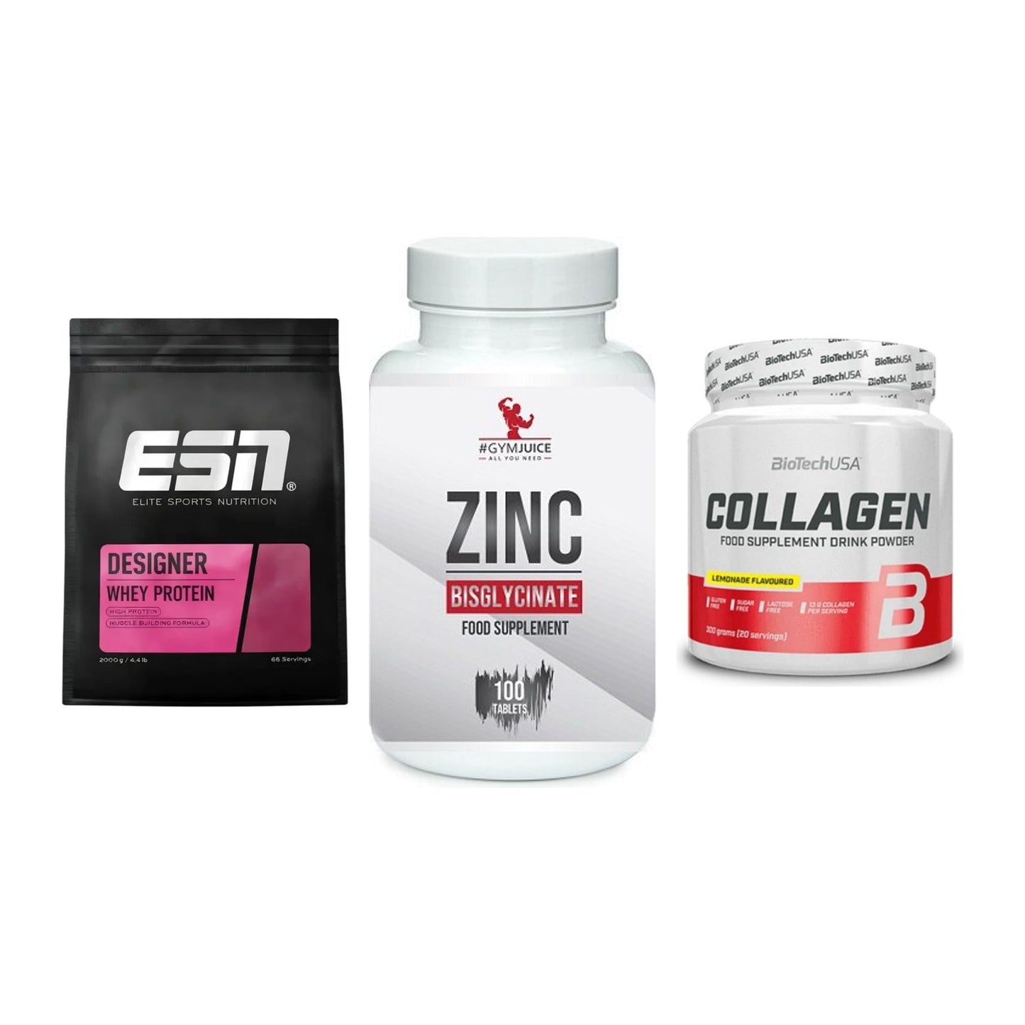 Regenerations-Set: ESN Designer + #GYMJUICE ZINC + BioTech Collage – alle enthaltenen Artikel