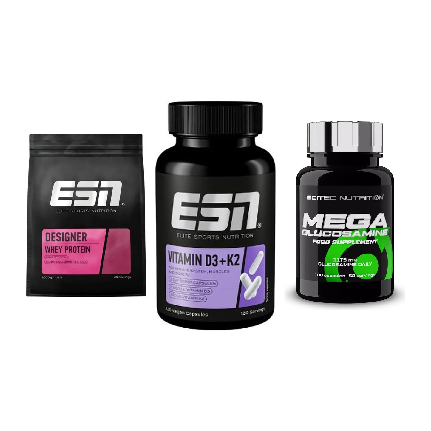 Regenerations-Set: ESN Designer + ESN Vitamin D3 + Scitec Mega – alle enthaltenen Artikel