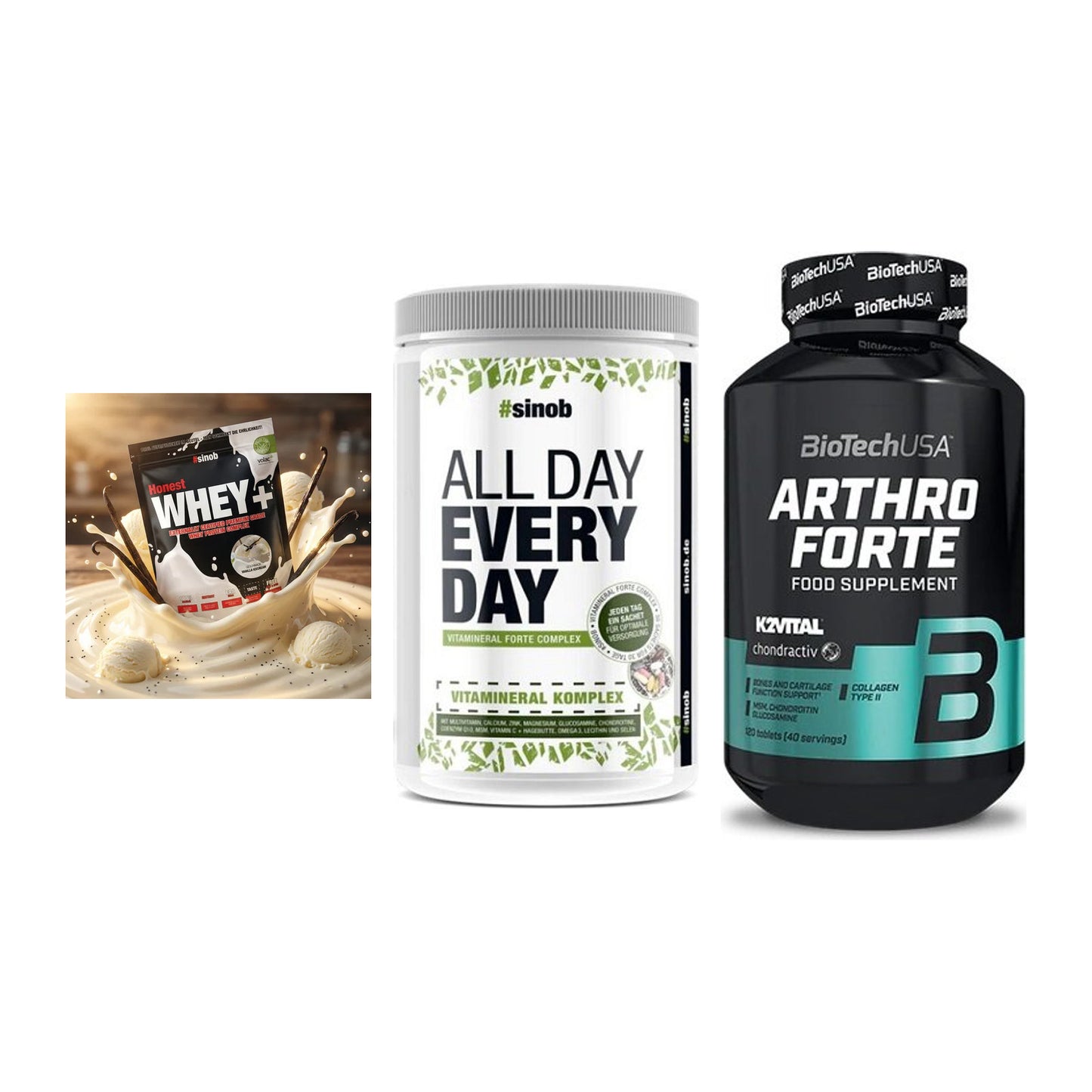Regenerations-Set: Sinob Honest + Sinob All Day + BioTech Arthro – alle enthaltenen Artikel