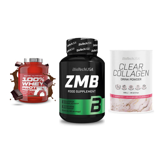 Regenerations-Set: Scitec 100% + BioTech ZMB + BioTech Clear – alle enthaltenen Artikel