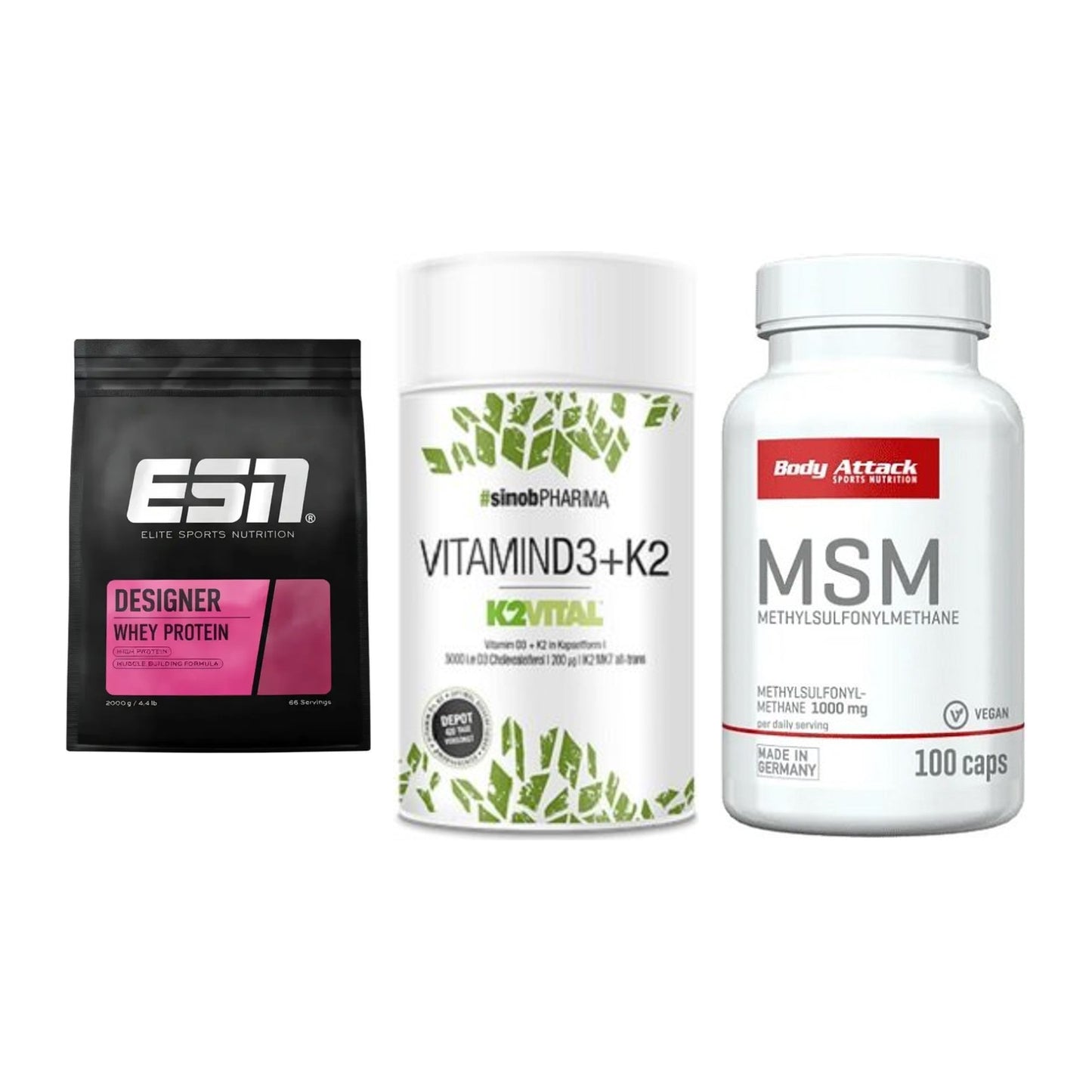 Regenerations-Set: ESN Designer + Sinob Vitamin + Body Attack MSM – alle enthaltenen Artikel