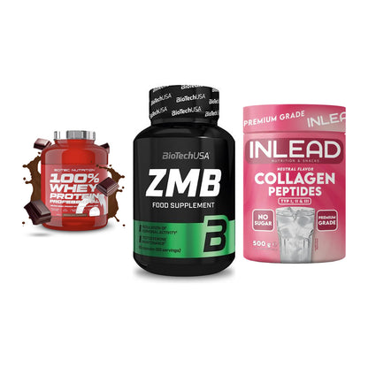 Regenerations-Set: Scitec 100% + BioTech ZMB + INLEAD Collagen – alle enthaltenen Artikel