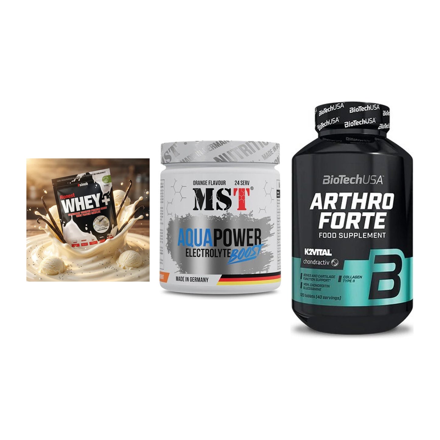 Regenerations-Set: Sinob Honest + MST Aqua Power + BioTech Arthro – alle enthaltenen Artikel