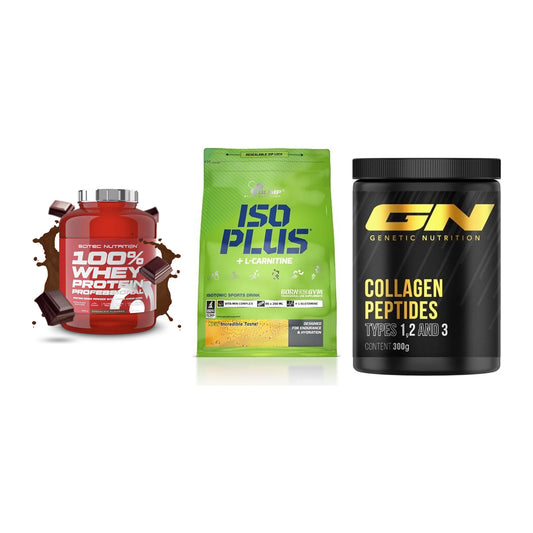 Regenerations-Set: Scitec 100% + Olimp Iso Plus + GN Peptan – alle enthaltenen Artikel