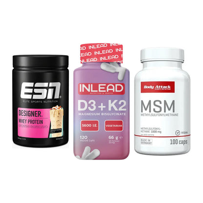 Regenerations-Set: ESN Designer + INLEAD Vitamin + Body Attack MSM – alle enthaltenen Artikel