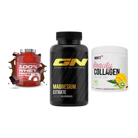 Regenerations-Set: Scitec 100% + GN Magnesium + MST Beauty – alle enthaltenen Artikel