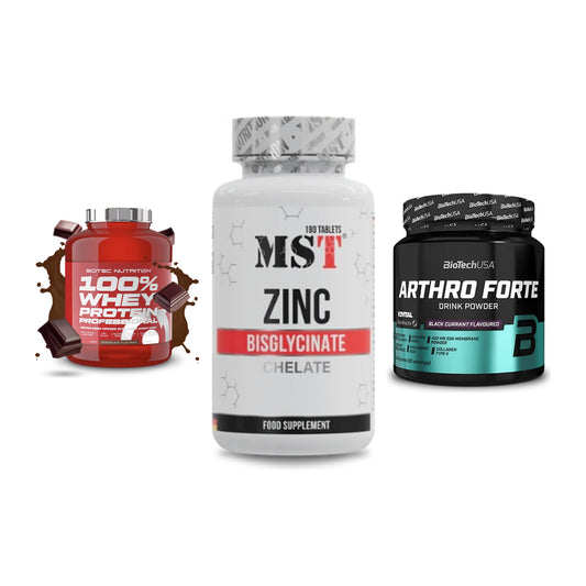 Regenerations-Set: Scitec 100% + MST Zinc + BioTech Arthro – alle enthaltenen Artikel