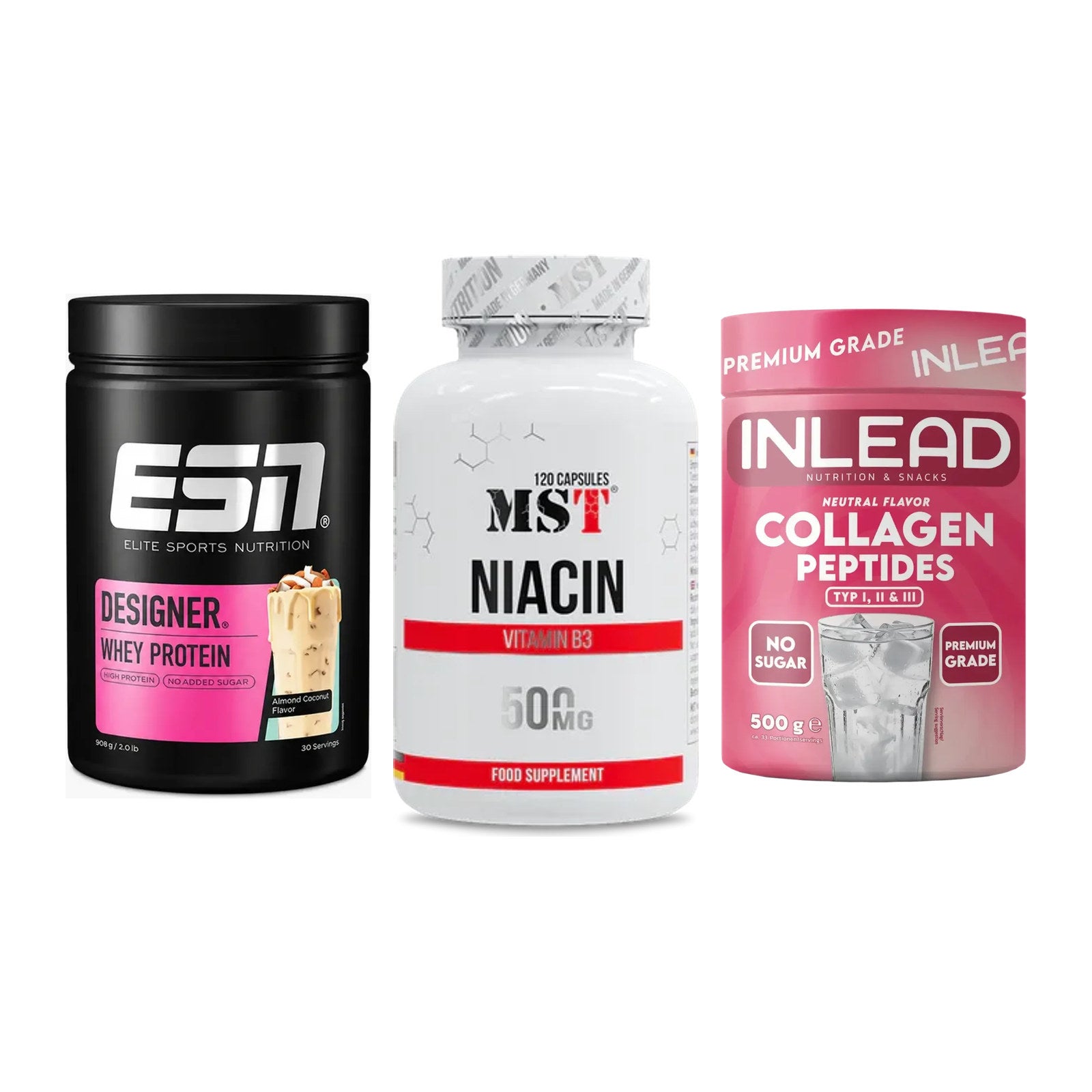 Regenerations-Set: ESN Designer + MST Niacin + INLEAD Collagen – alle enthaltenen Artikel
