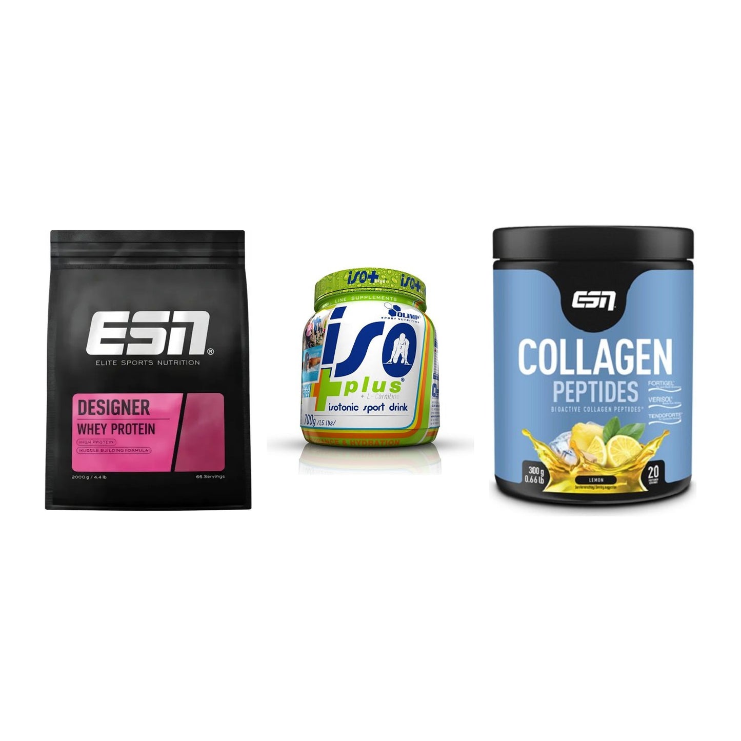 Regenerations-Set: ESN Designer + Olimp Iso Plus + ESN Collagen – alle enthaltenen Artikel
