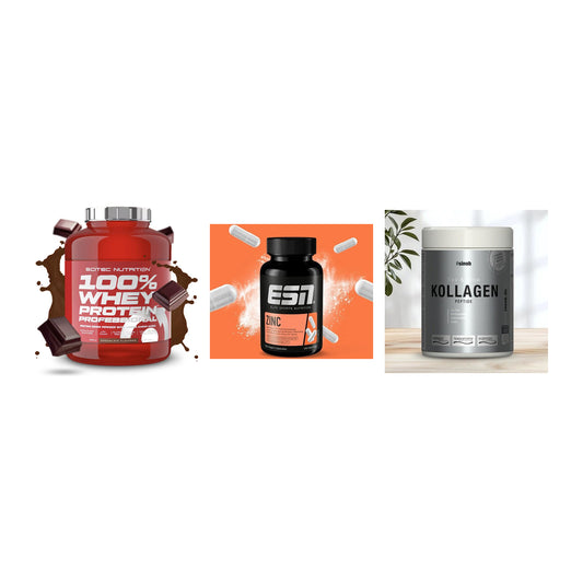 Regenerations-Set: Scitec 100% + ESN Zinc + Sinob Kollagen – alle enthaltenen Artikel