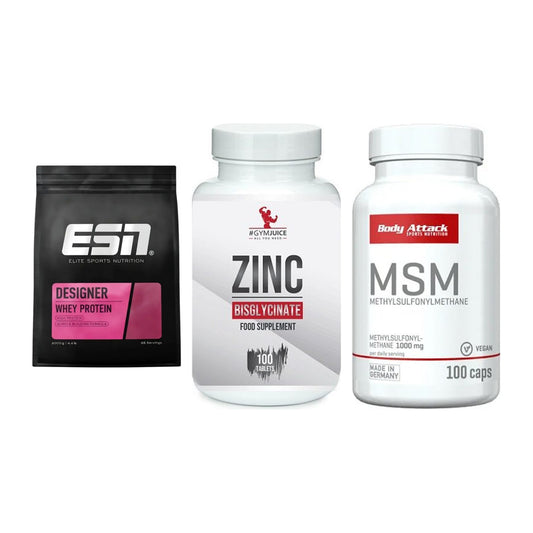 Regenerations-Set: ESN Designer + #GYMJUICE ZINC + Body Attack MSM – alle enthaltenen Artikel