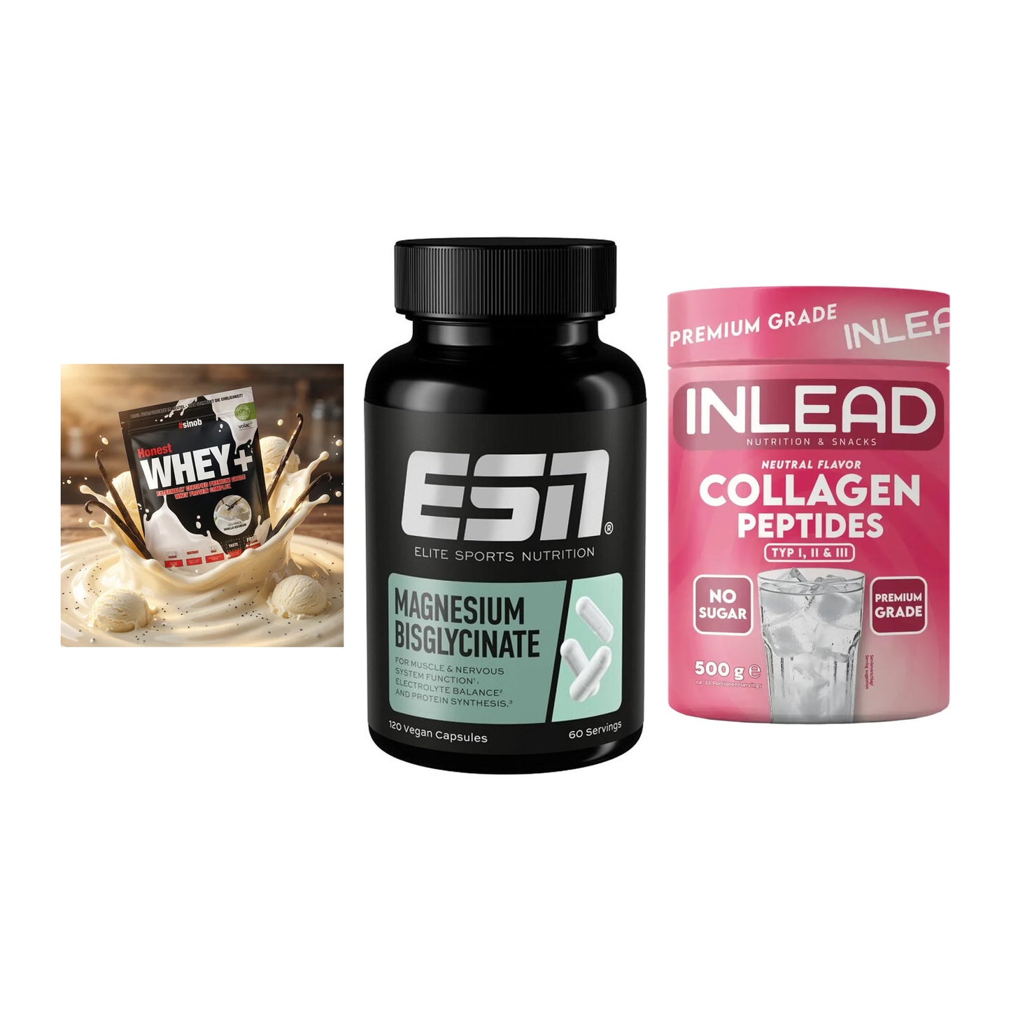 Regenerations-Set: Sinob Honest + ESN Magnesium + INLEAD Collagen – alle enthaltenen Artikel