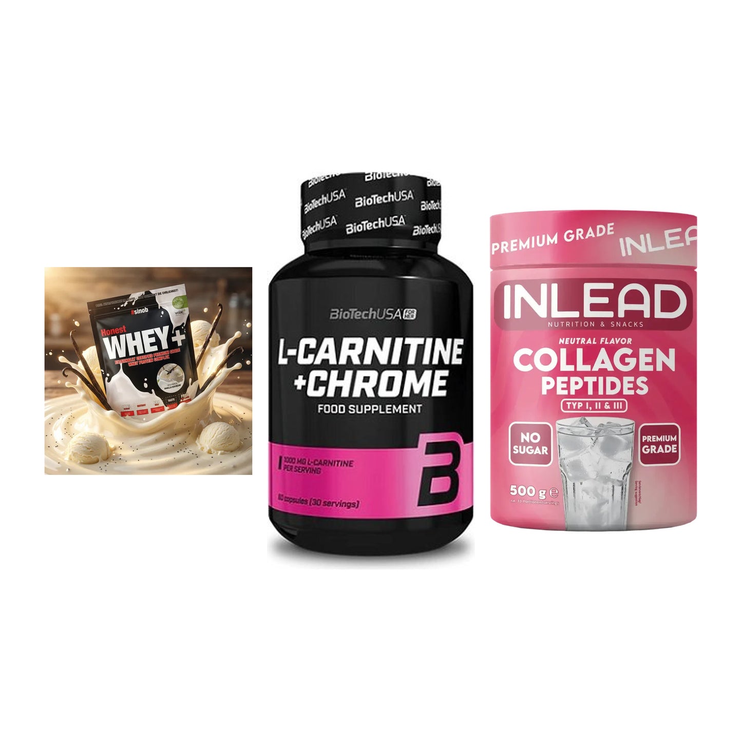 Regenerations-Set: Sinob Honest + BioTech L-Carni + INLEAD Collagen – alle enthaltenen Artikel