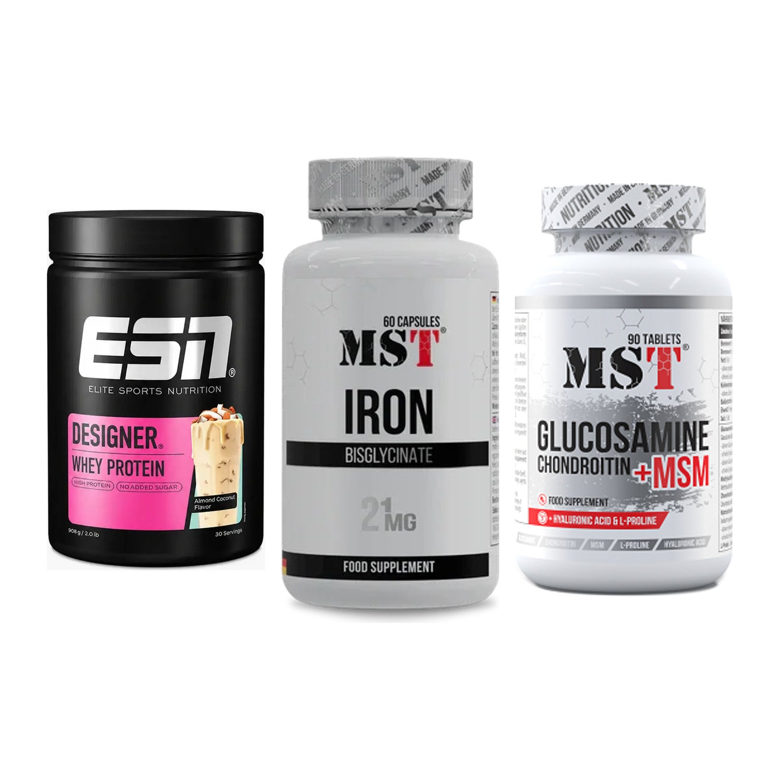 Regenerations-Set: ESN Designer + MST Iron + MST Glucosamine – alle enthaltenen Artikel