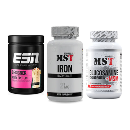 Regenerations-Set: ESN Designer + MST Iron + MST Glucosamine – alle enthaltenen Artikel