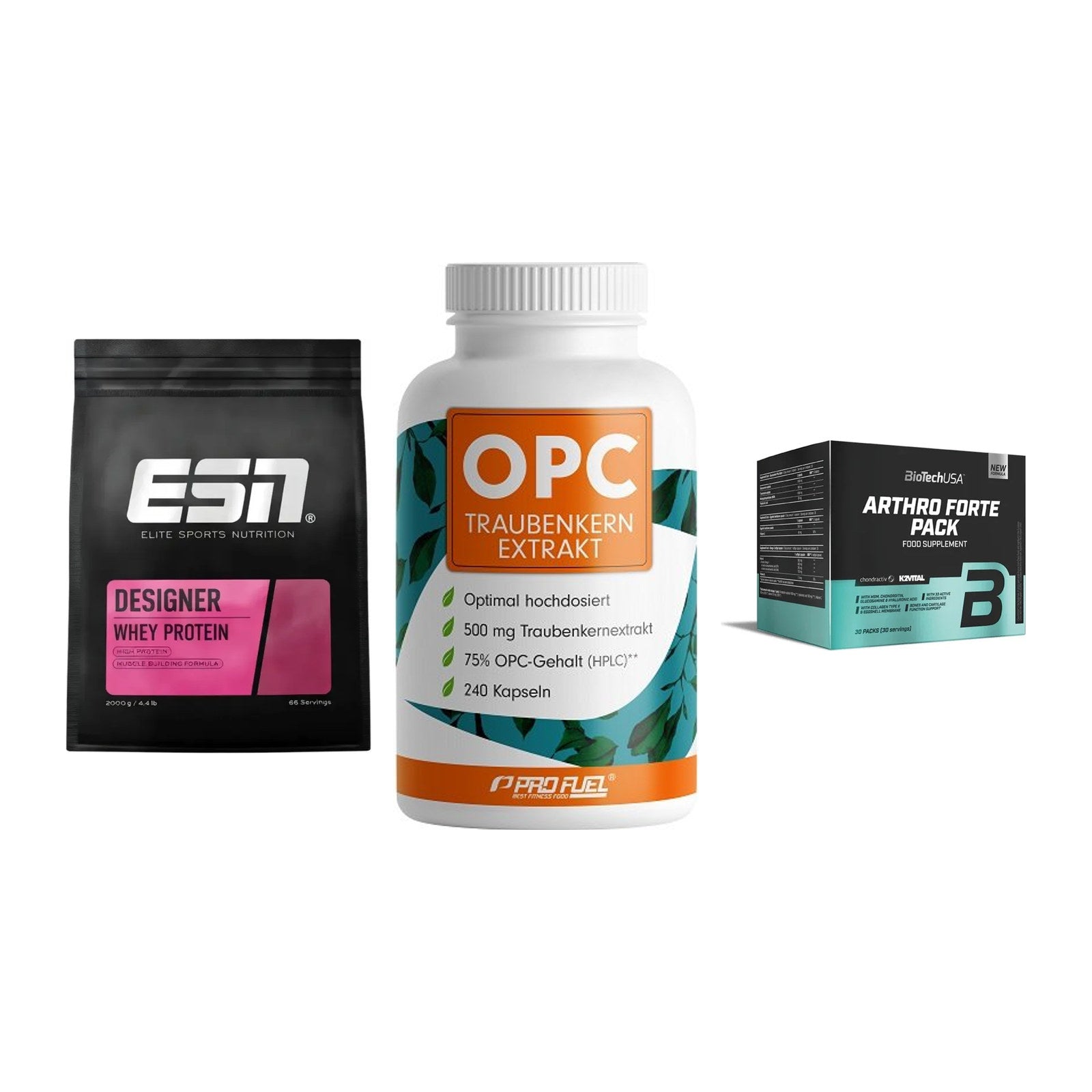 Regenerations-Set: ESN Designer + ProFuel OPC + BioTech Arthro – alle enthaltenen Artikel