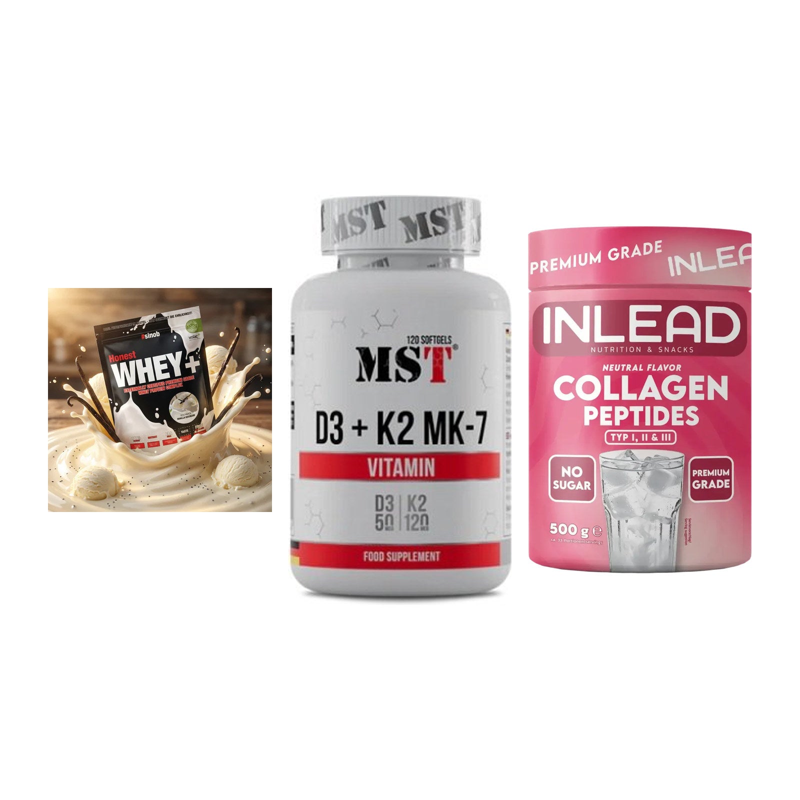 Regenerations-Set: Sinob Honest + MST Vitamin D3 + INLEAD Collagen – alle enthaltenen Artikel