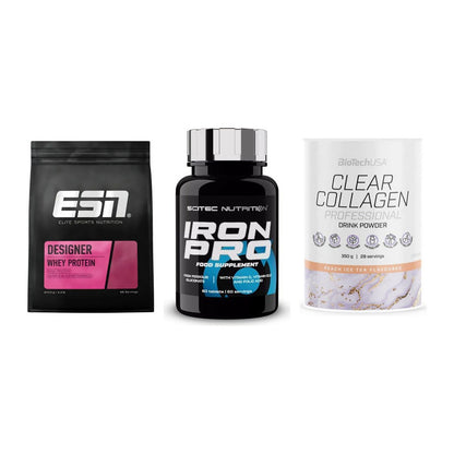 Regenerations-Set: ESN Designer + Scitec Iron Pro + BioTech Clear – alle enthaltenen Artikel
