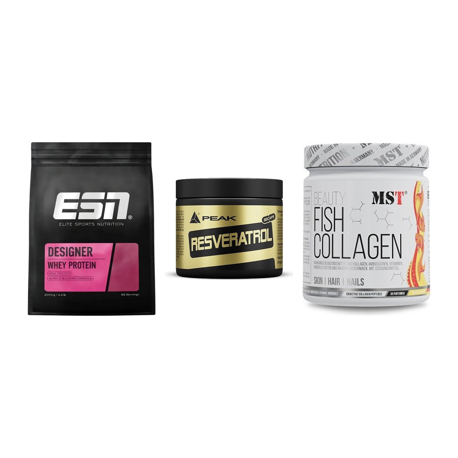 Regenerations-Set: ESN Designer + Peak Resveratro + MST Beauty Fish – alle enthaltenen Artikel