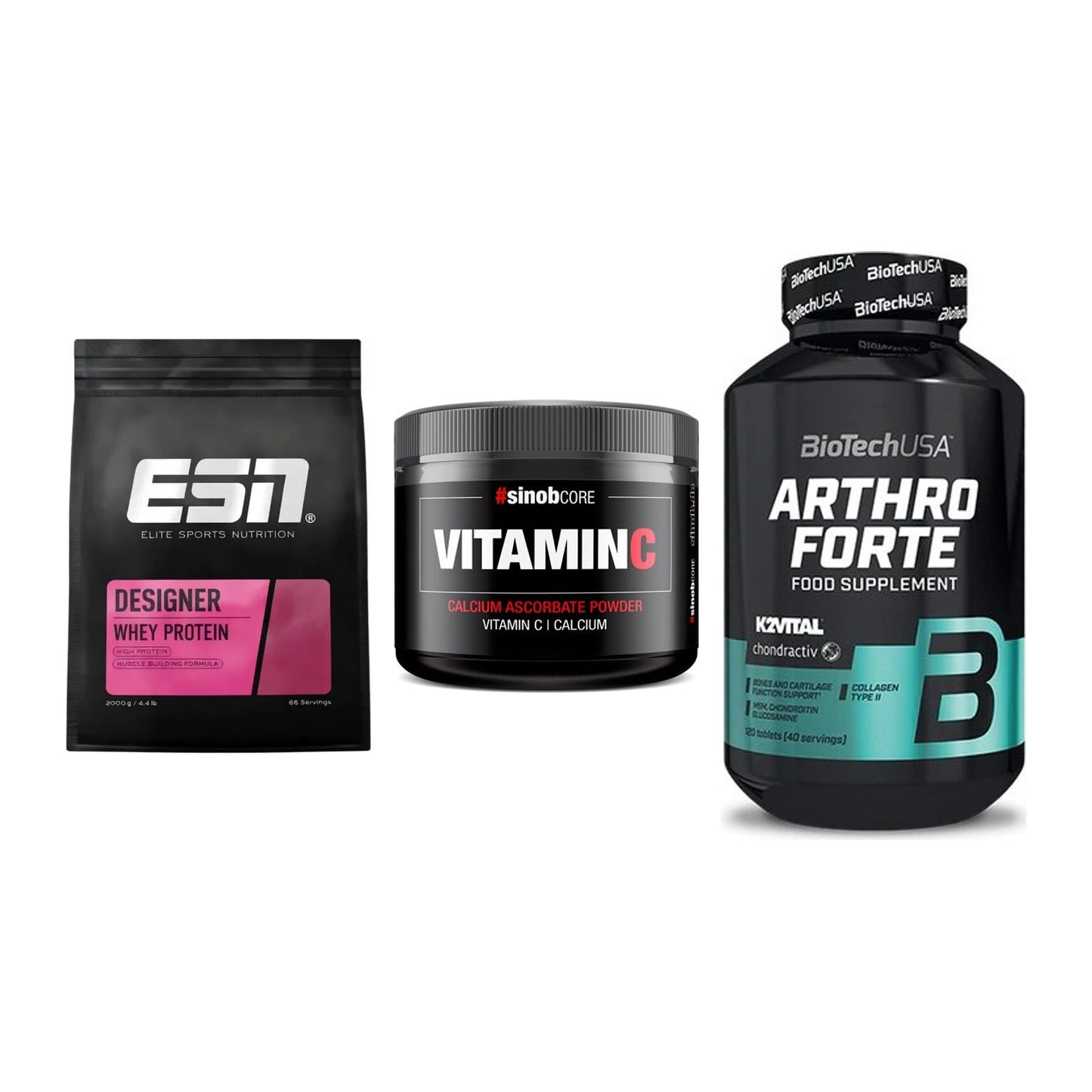 Regenerations-Set: ESN Designer + Sinob Vitamin C + BioTech Arthro – alle enthaltenen Artikel