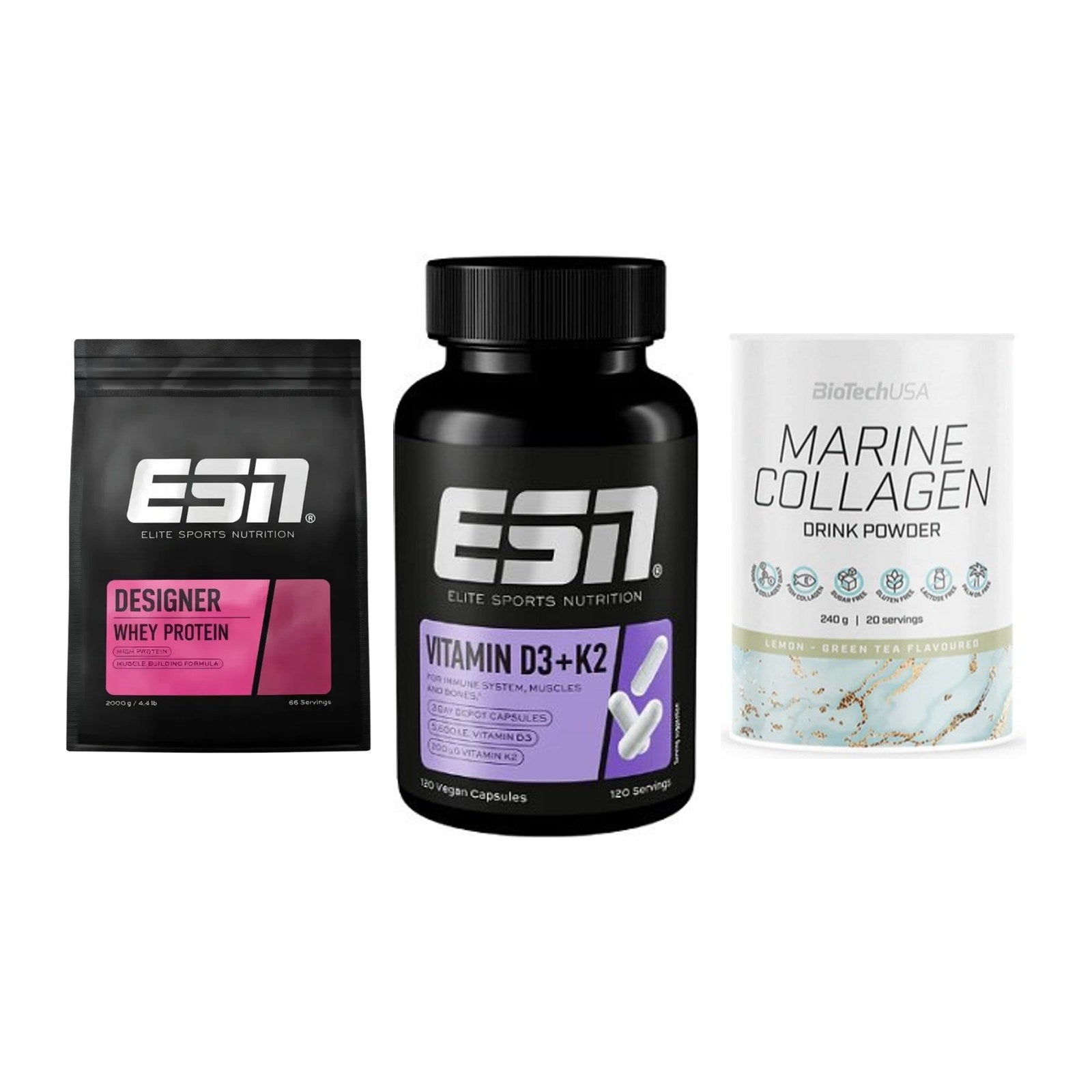 Regenerations-Set: ESN Designer + ESN Vitamin D3 + BioTech Marine – alle enthaltenen Artikel