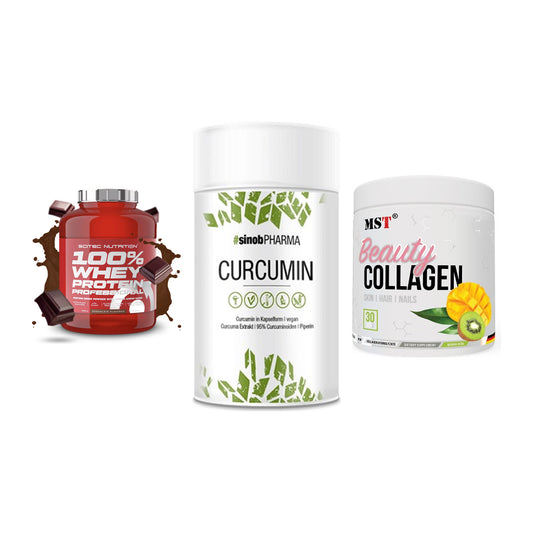 Regenerations-Set: Scitec 100% + Sinob Curcumin + MST Beauty – alle enthaltenen Artikel