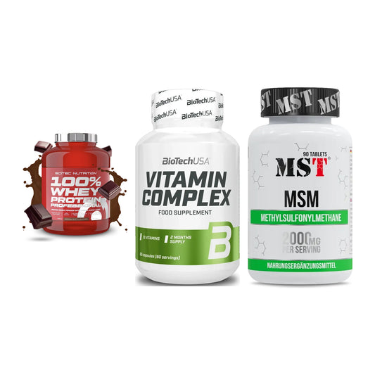 Regenerations-Set: Scitec 100% + BioTech Vitamin + MST MSM 2000 / – alle enthaltenen Artikel